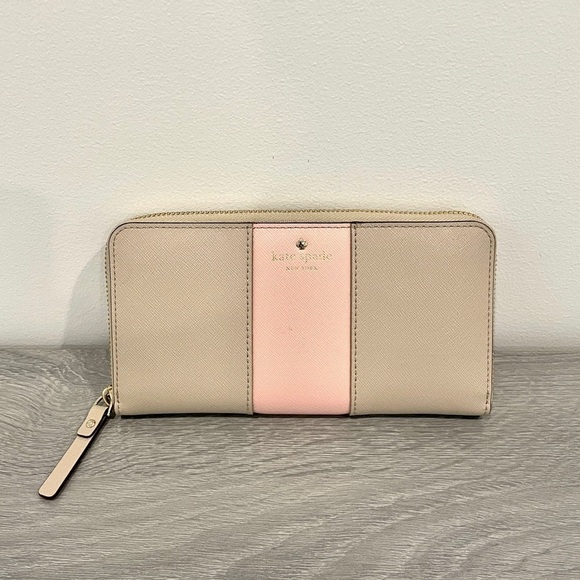 Kate Spade Pink Beige Zipped Wallet - Picture 1 of 5